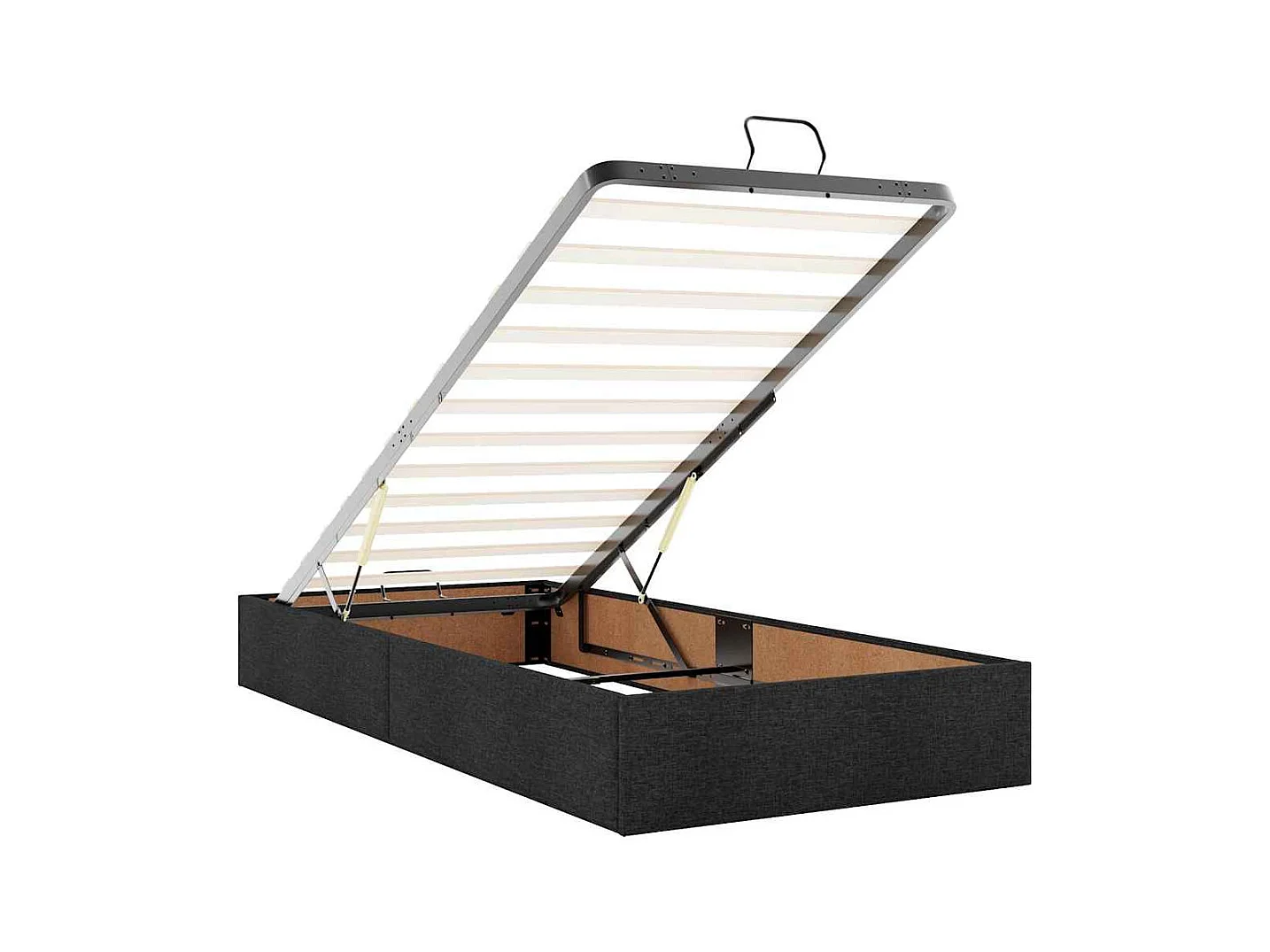 Cadre de lit ottoman sans matelas noir 90x200 cm tissu