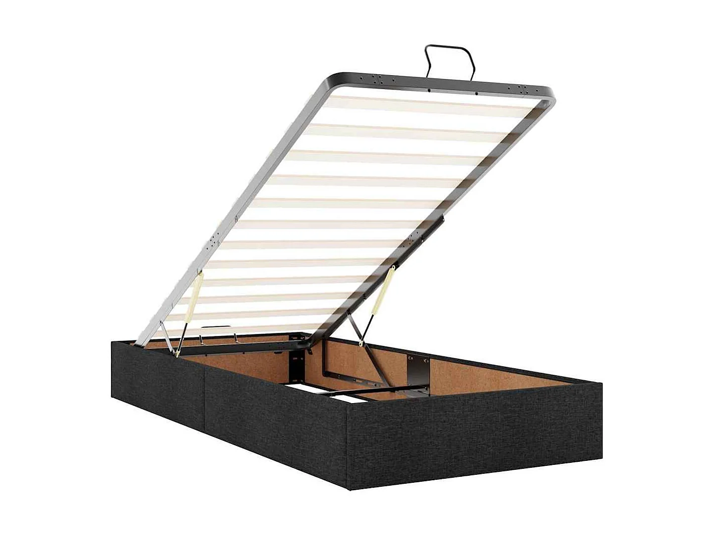 Cadre de lit ottoman sans matelas noir 90x200 cm tissu