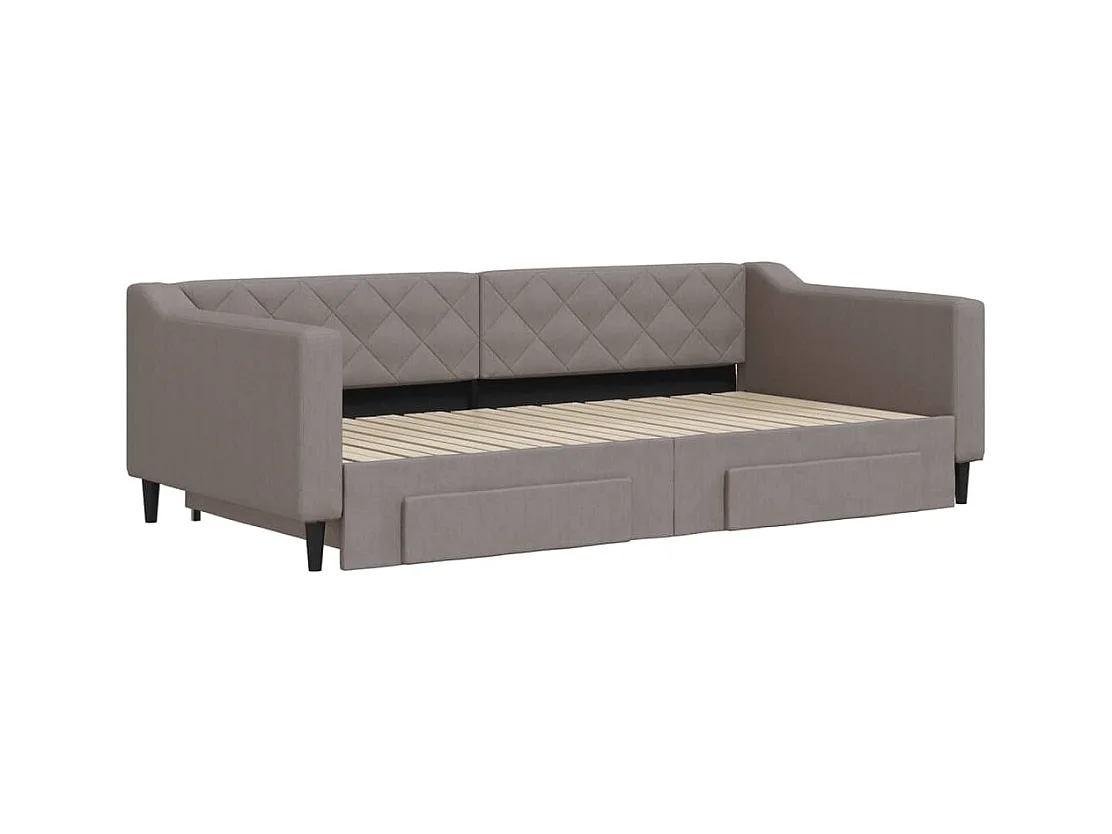 Dagbed met onderschuifbed en lades taupe 100x200 cm stof