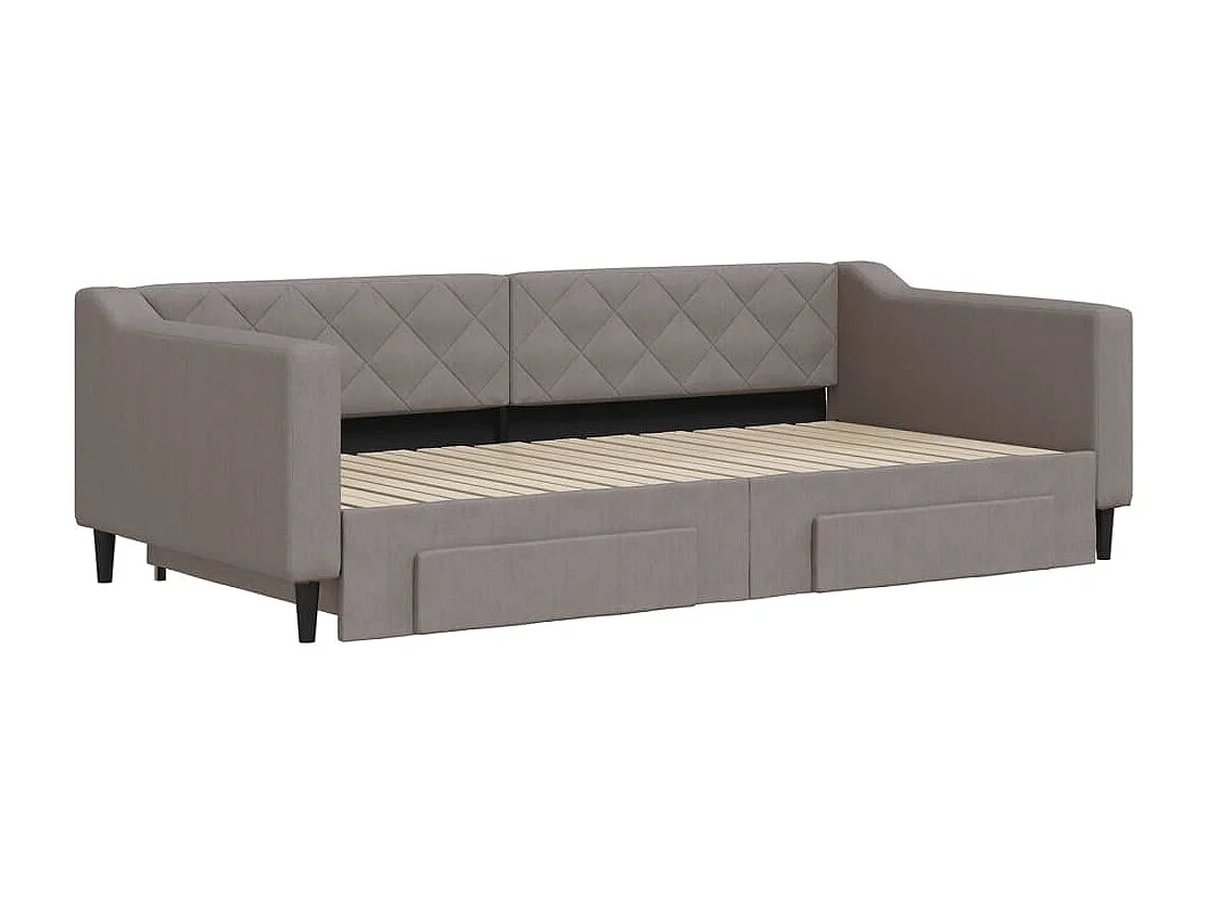 Cama de día con nido y cajones tela taupe 100x200 cm