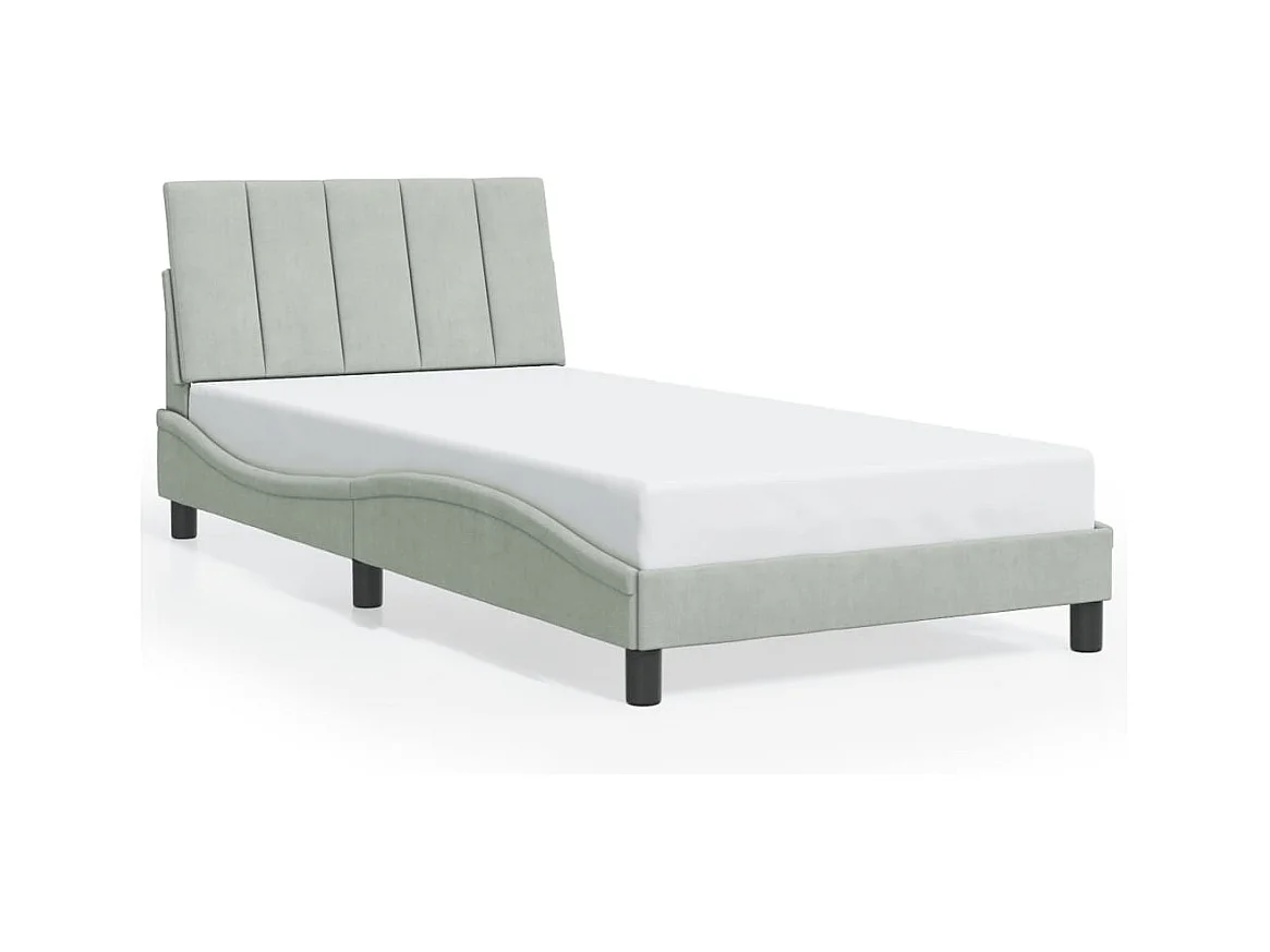 Struttura letto senza materasso grigio chiaro 100x200 cm velluto