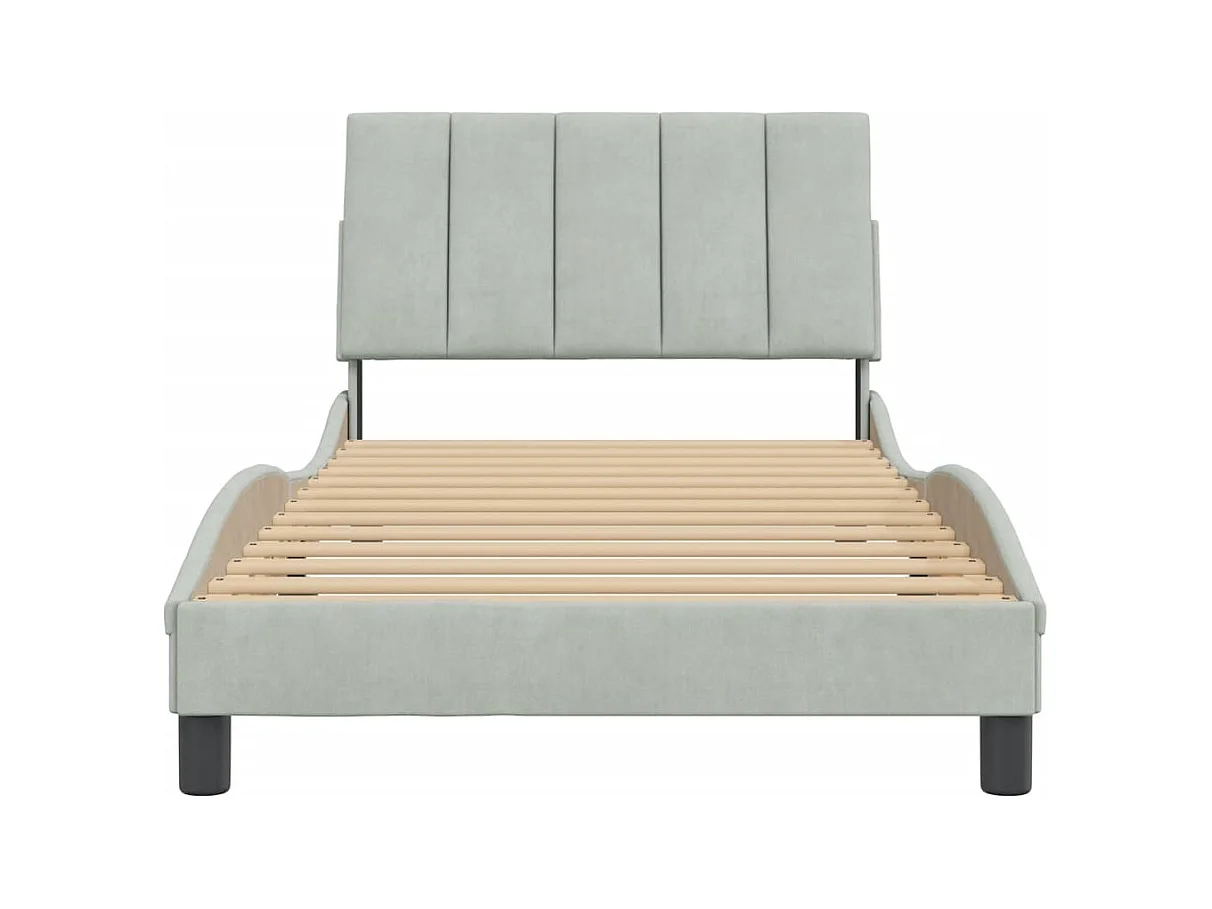 Struttura letto senza materasso grigio chiaro 100x200 cm velluto