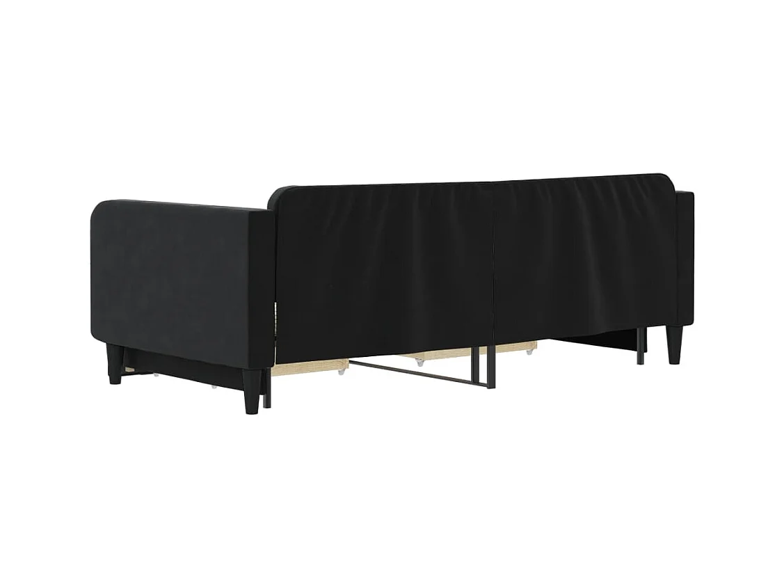 Tagesbett mit Ausziehbett und Schubladen ohne Matratze schwarz 100x200cm