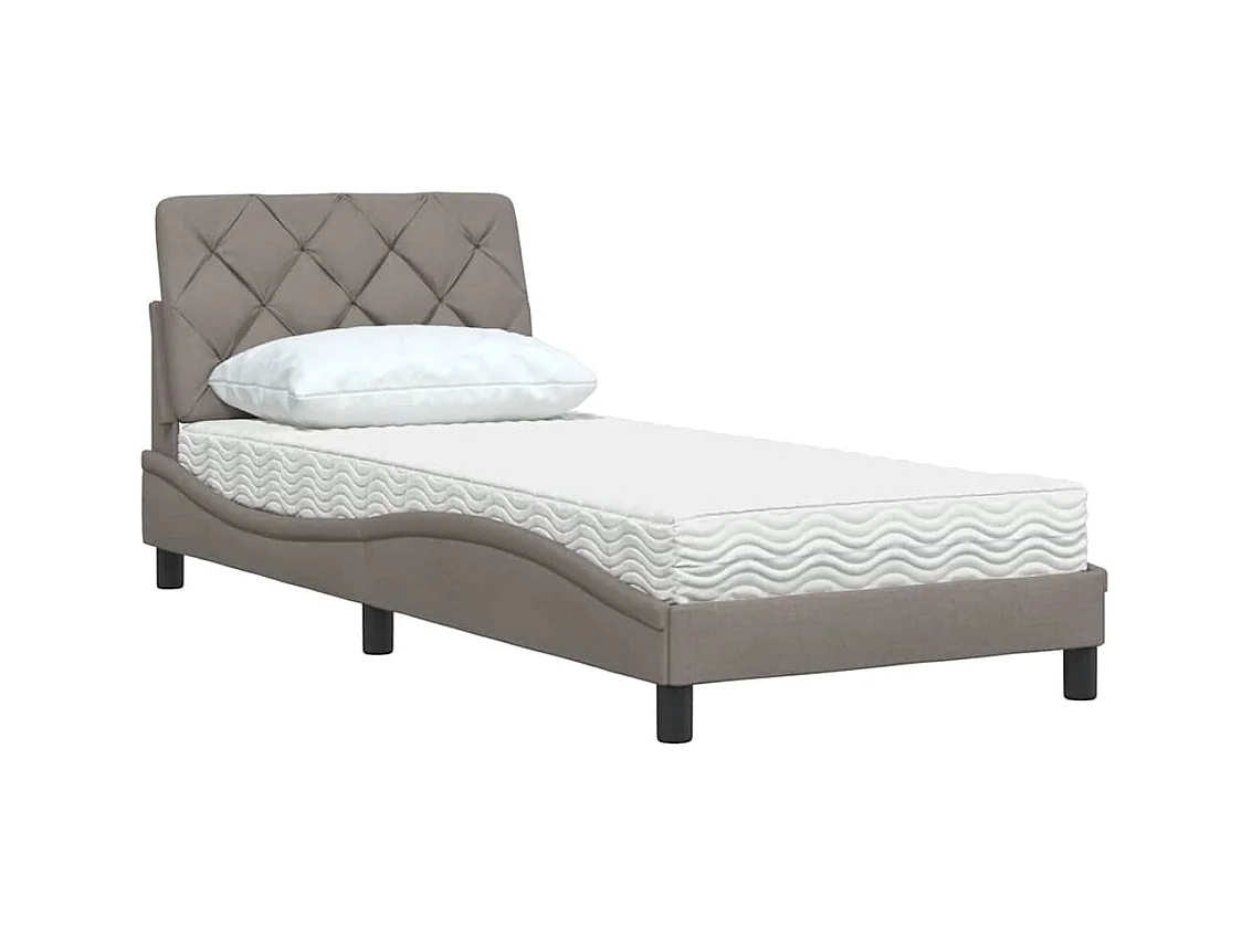 Lit avec matelas taupe 90x200 cm tissu