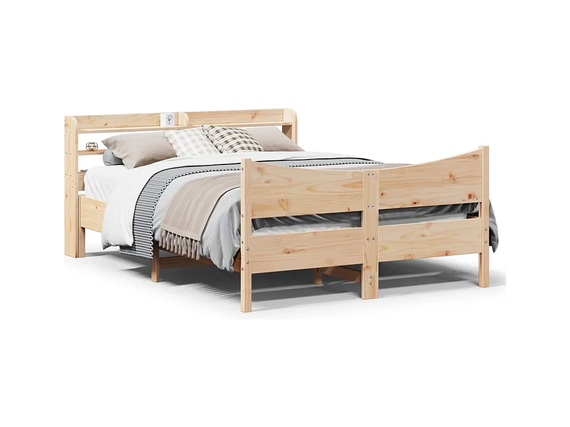 Struttura letto con testiera 120x190 cm in legno massello di pino