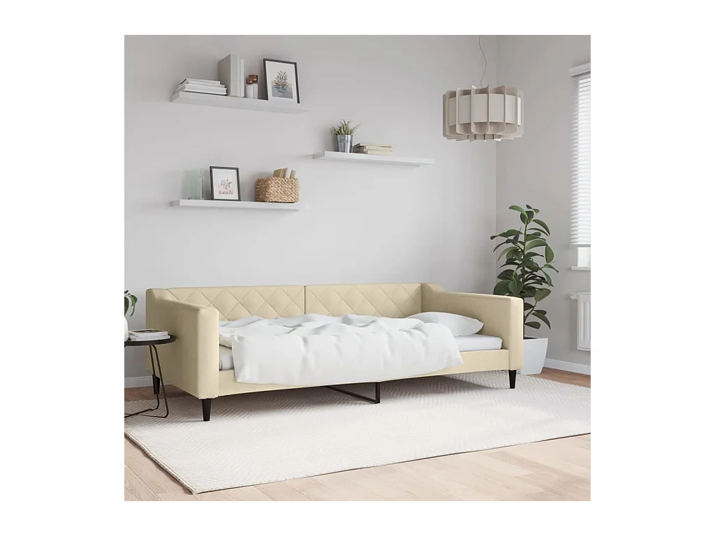 Sofá cama color crema de 100x200 cm de tela