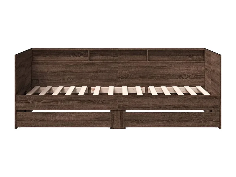 Cama de día con cajones sin colchón roble marrón 100x200 cm