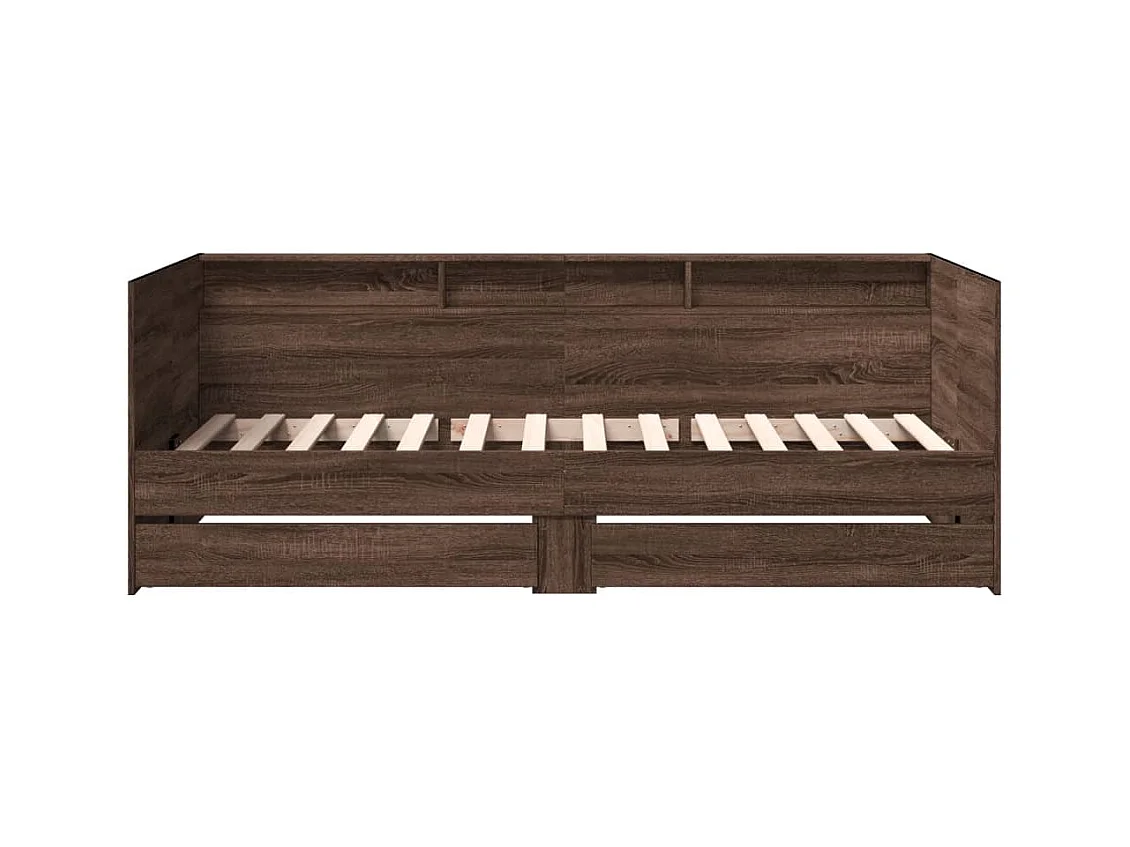 Cama de día con cajones sin colchón roble marrón 100x200 cm