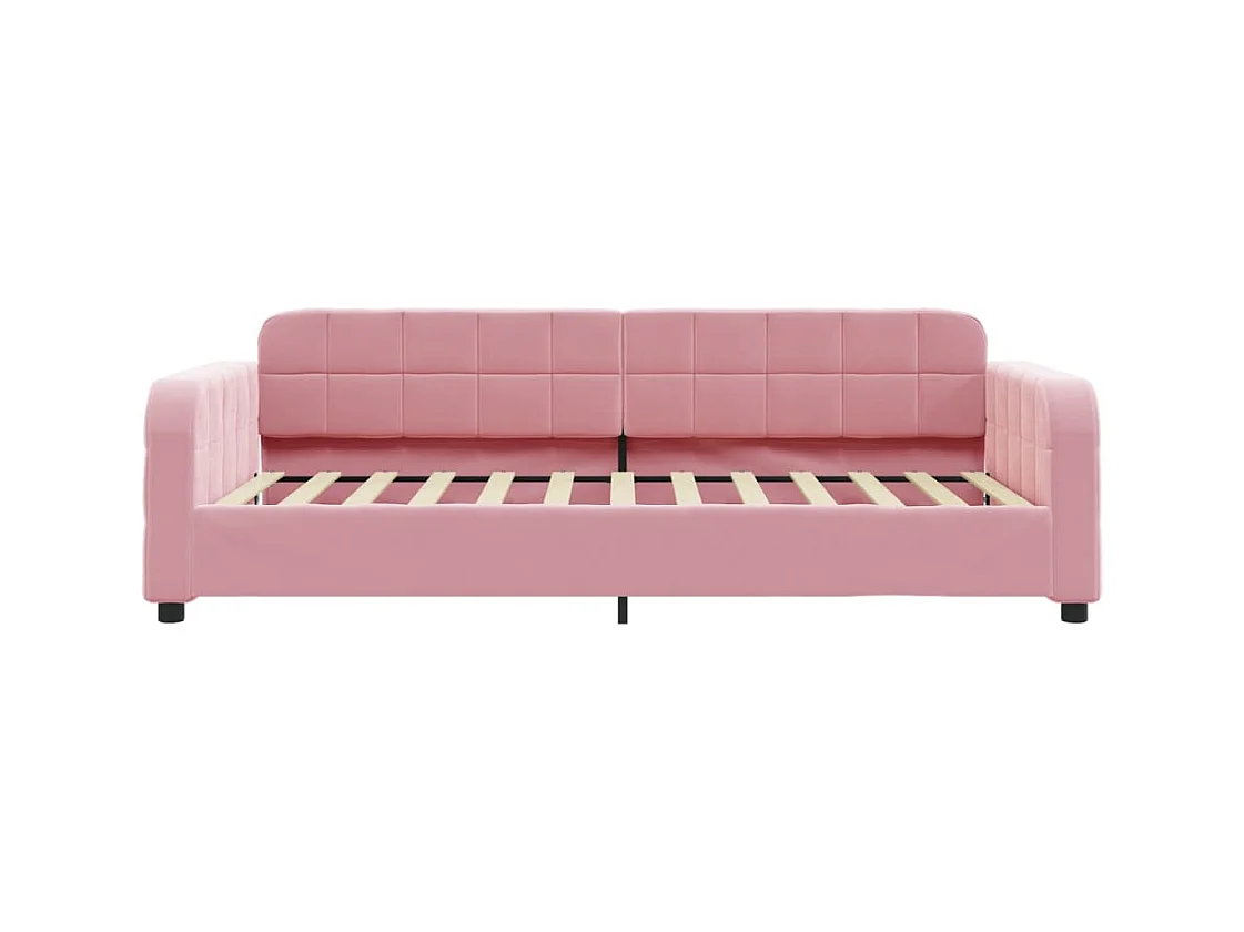 Divano letto con rotelle e cassetti senza materasso rosa 80x200 cm