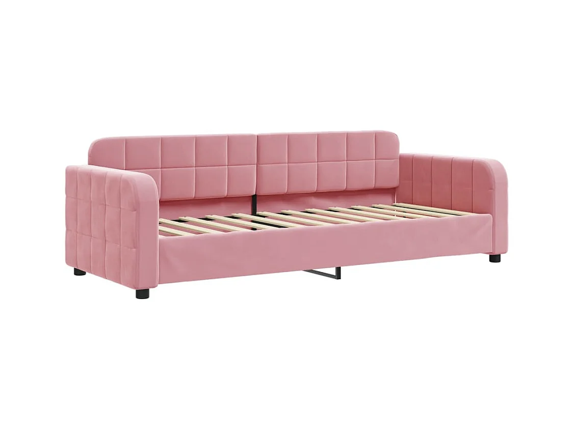 Divano letto con rotelle e cassetti senza materasso rosa 80x200 cm