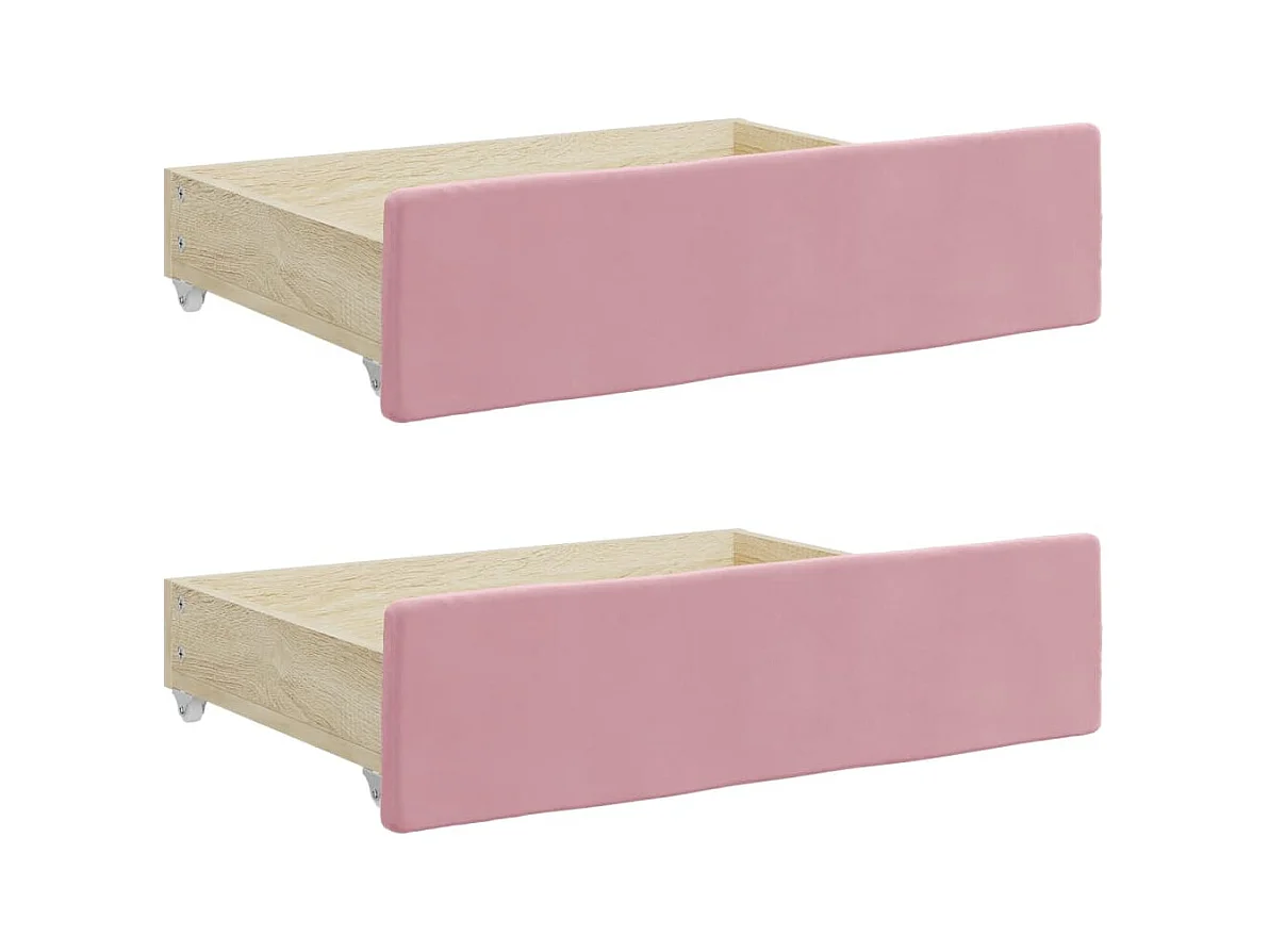 Divano letto con rotelle e cassetti senza materasso rosa 80x200 cm