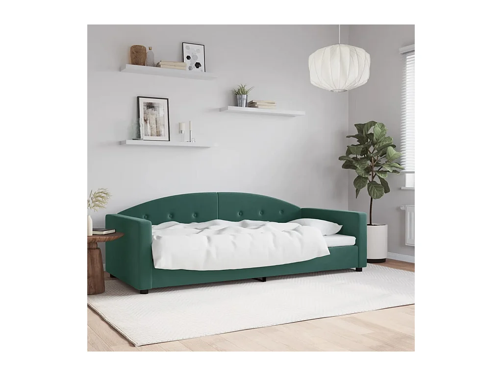 Daybed zonder matras donkergroen 90x200 cm fluweel