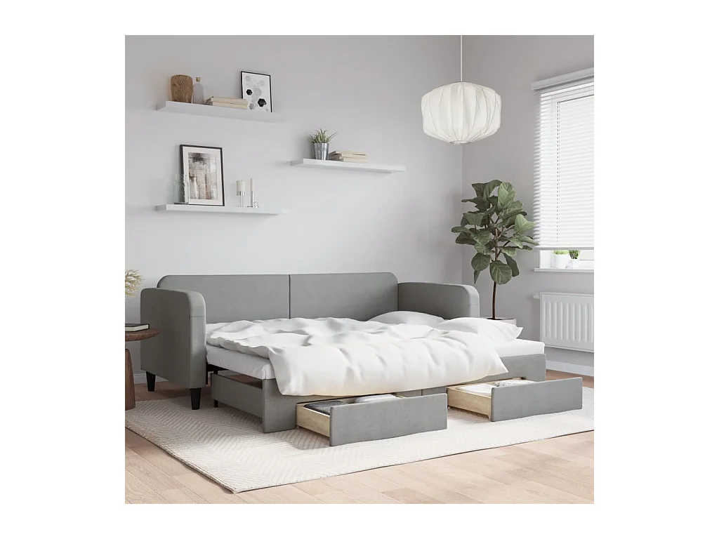 Lit de jour avec gigogne et tiroirs sans matelas 80x200 cm