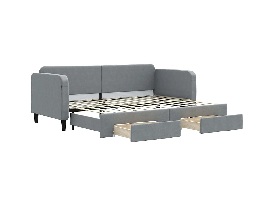 Lit de jour avec gigogne et tiroirs sans matelas 80x200 cm