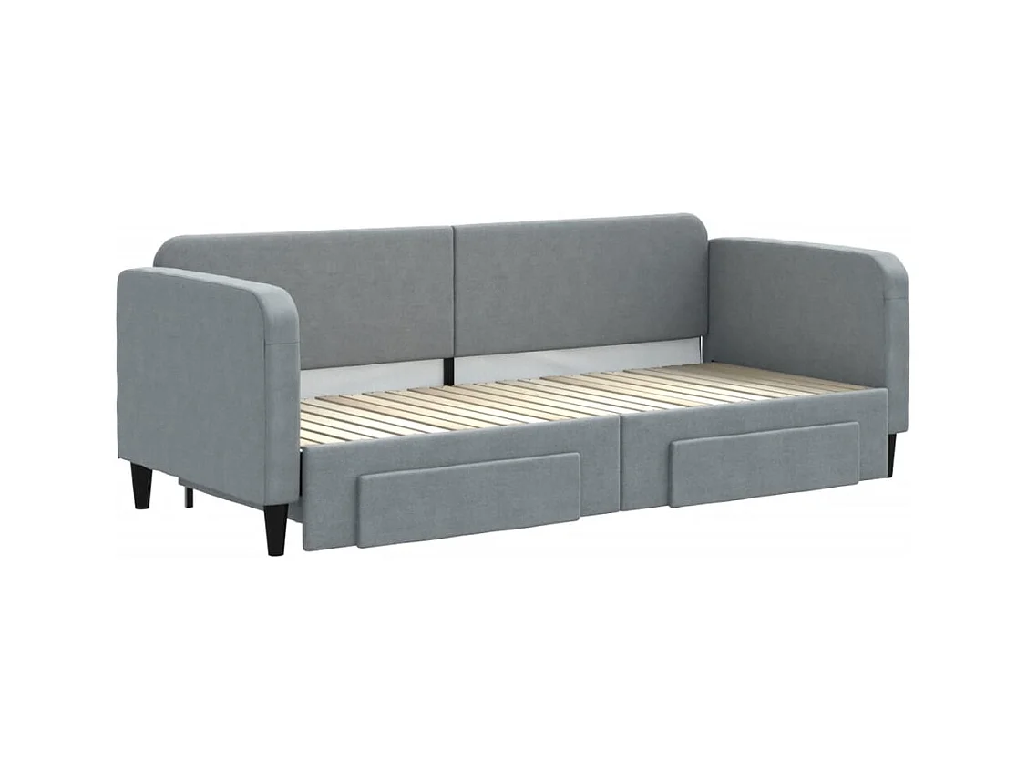 Lit de jour avec gigogne et tiroirs sans matelas 80x200 cm