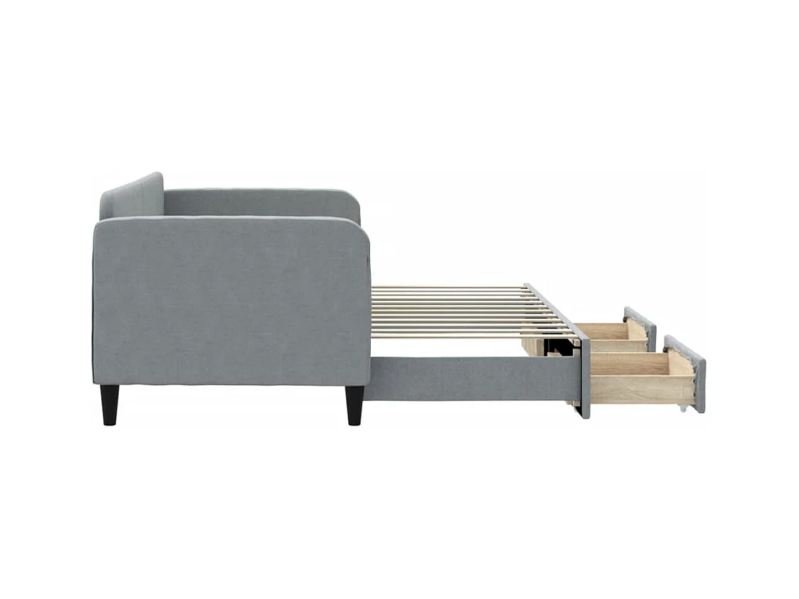 Lit de jour avec gigogne et tiroirs sans matelas 80x200 cm