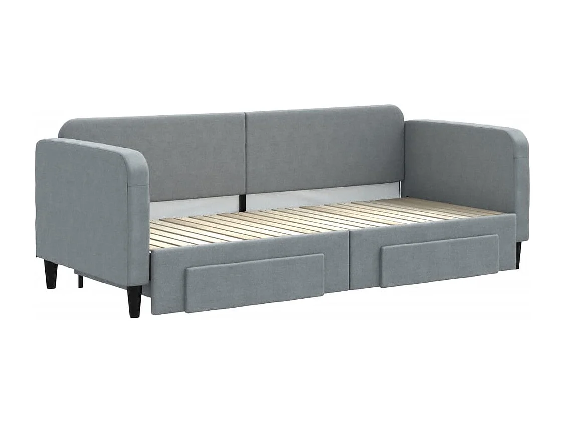 Lit de jour avec gigogne et tiroirs sans matelas 80x200 cm