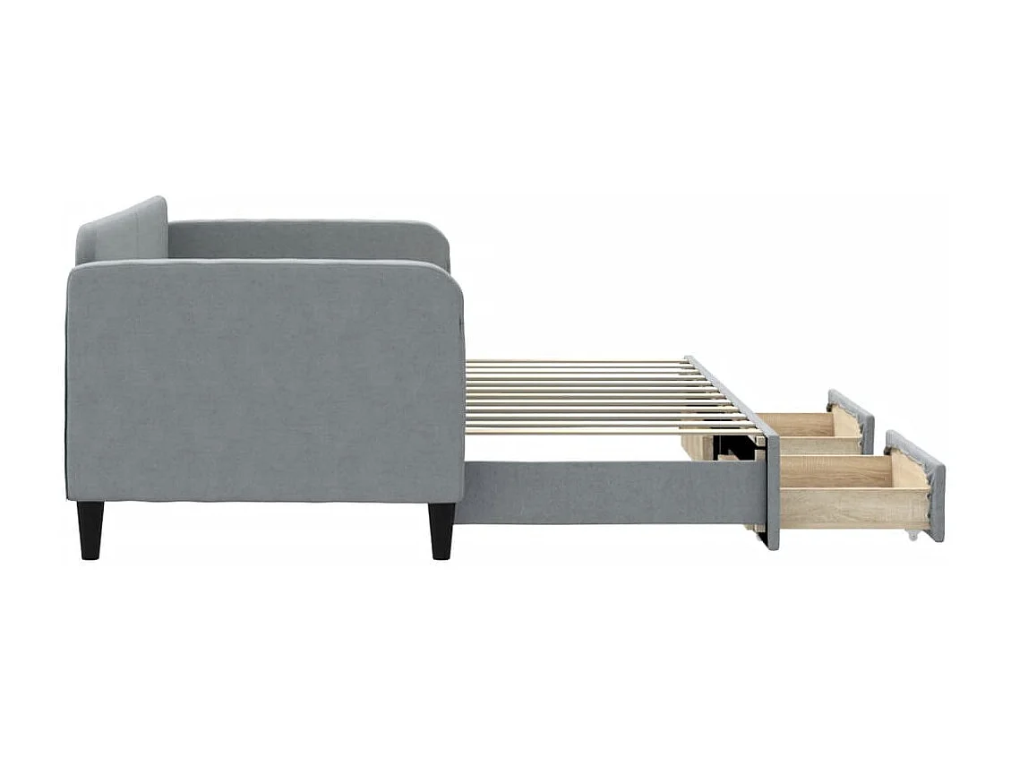 Lit de jour avec gigogne et tiroirs sans matelas 80x200 cm