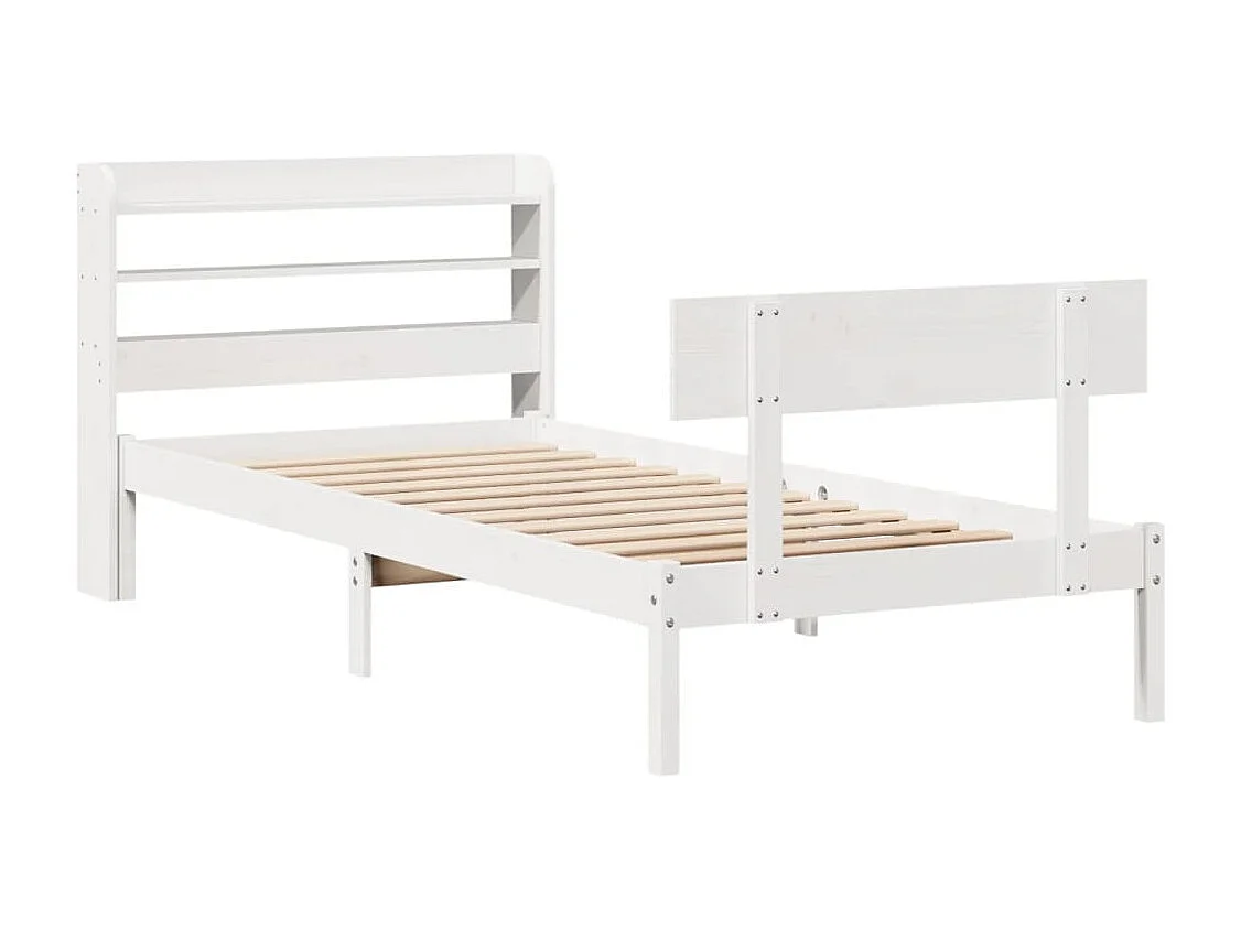 Struttura letto senza materasso bianco 75x190 cm in legno massello di pino