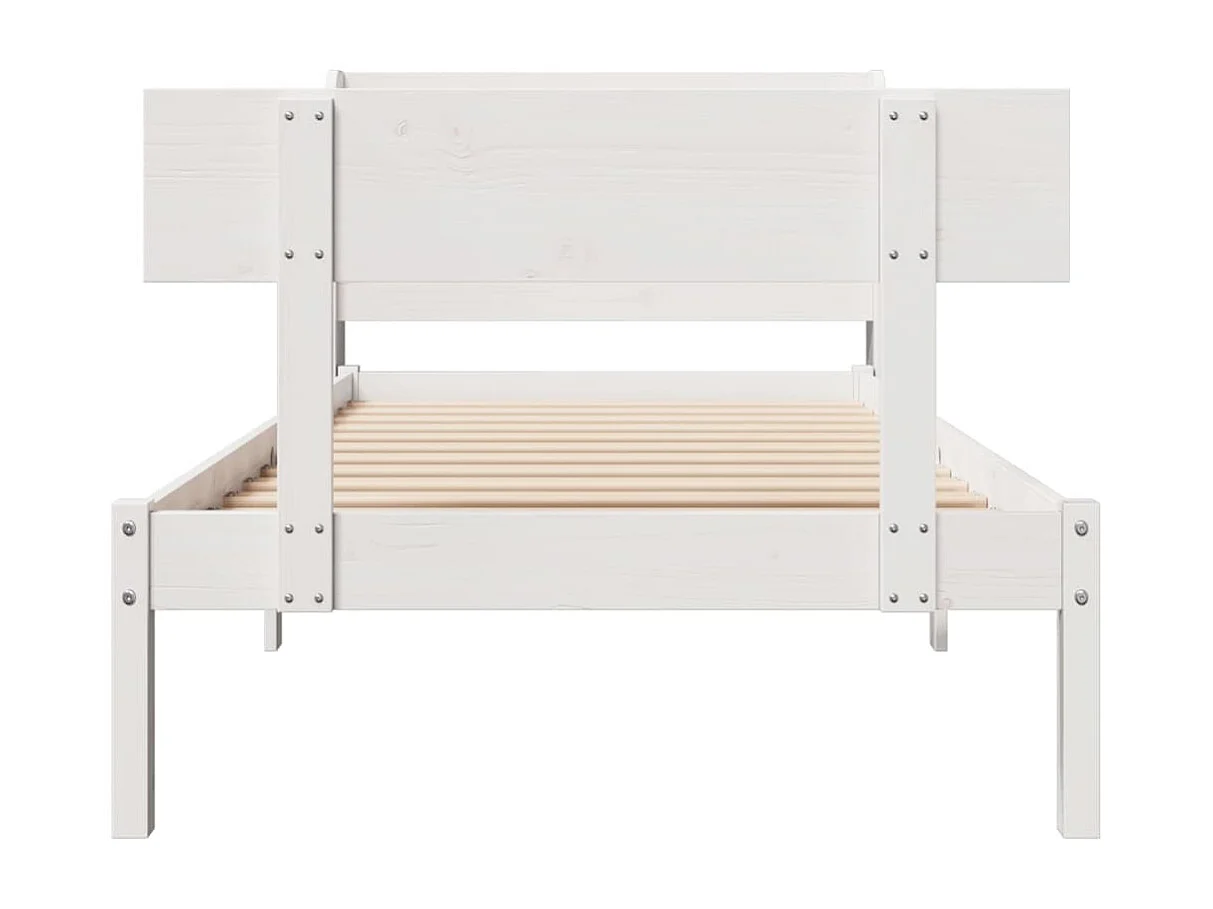 Struttura letto senza materasso bianco 75x190 cm in legno massello di pino