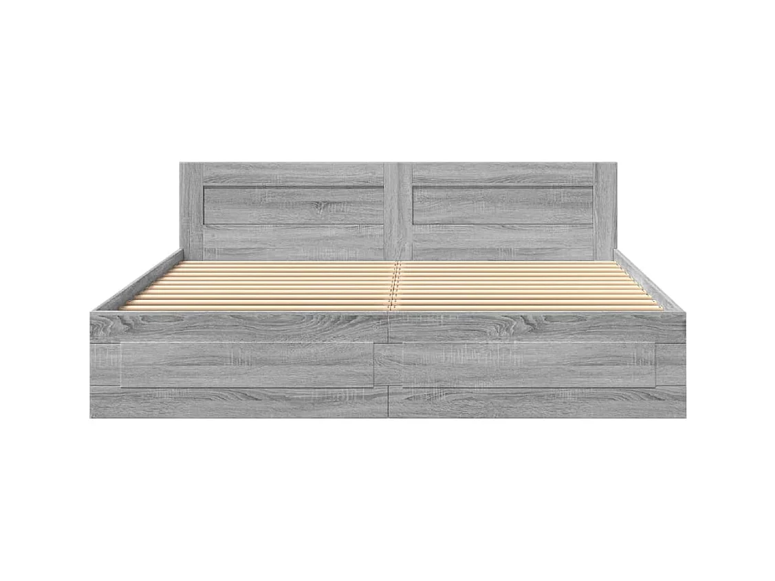 Bedframe en hoofdbord zonder matras Sonoma grijs 180x200 cm