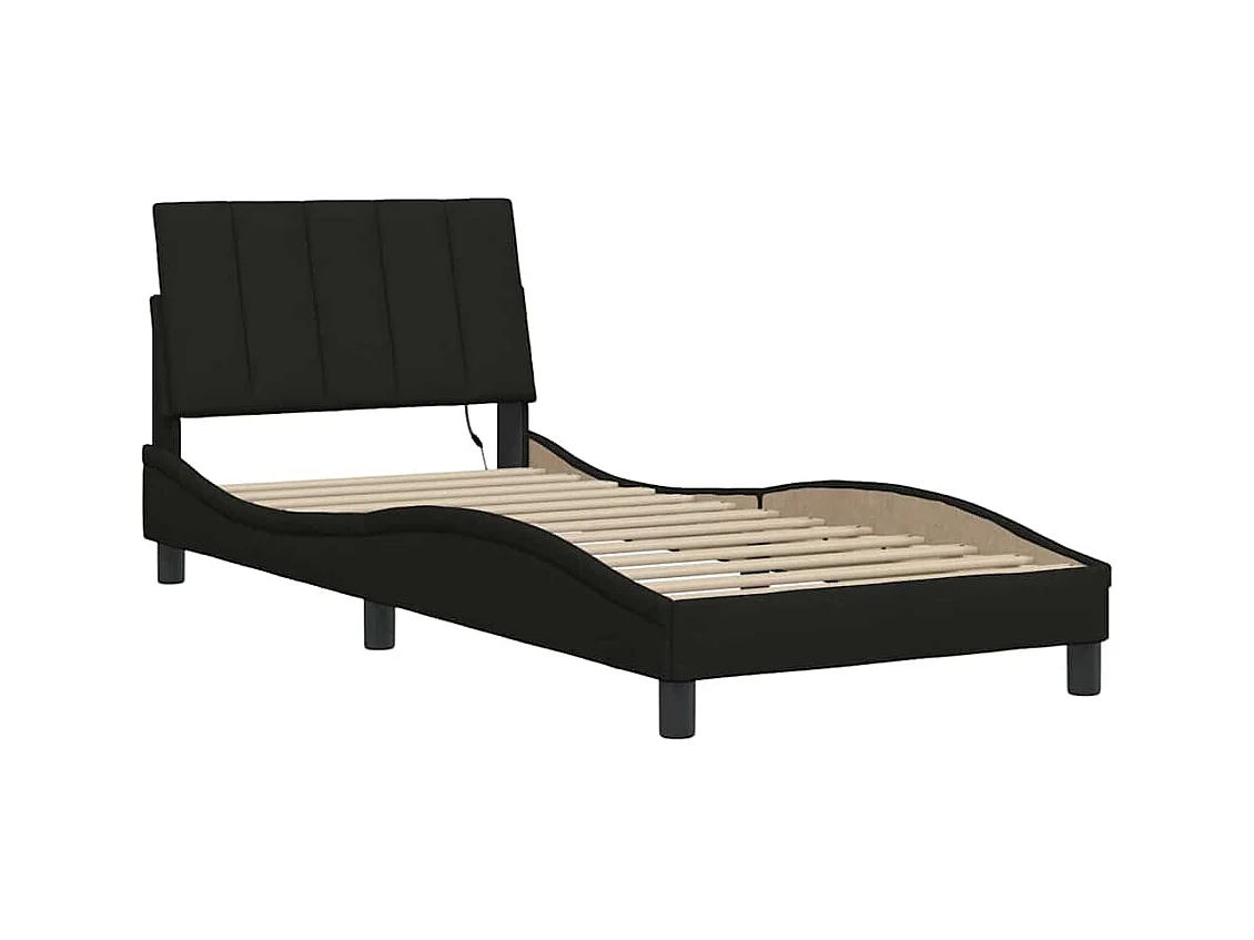 Cadre de lit sans matelas noir 80x200 cm tissu