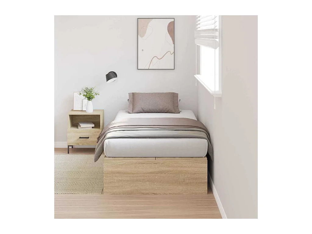 Estructura de cama de roble Sonoma de 90 x 200 cm de madera de ingeniería