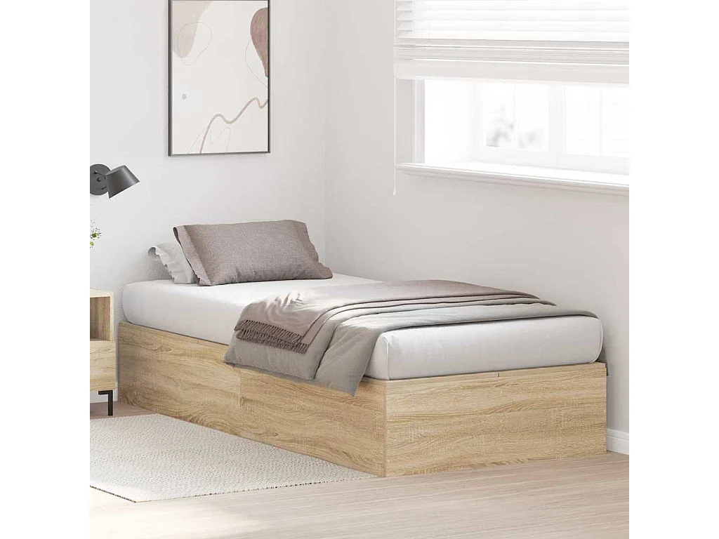 Estructura de cama de roble Sonoma de 90 x 200 cm de madera de ingeniería