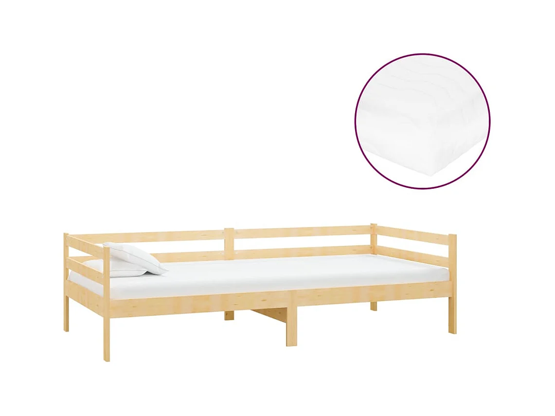 Lit de repos avec matelas 90x200 cm Bois de pin massif