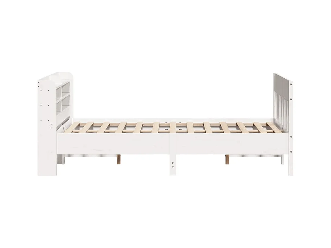 Estructura de cama sin colchón blanca 140x190 cm madera maciza de pino