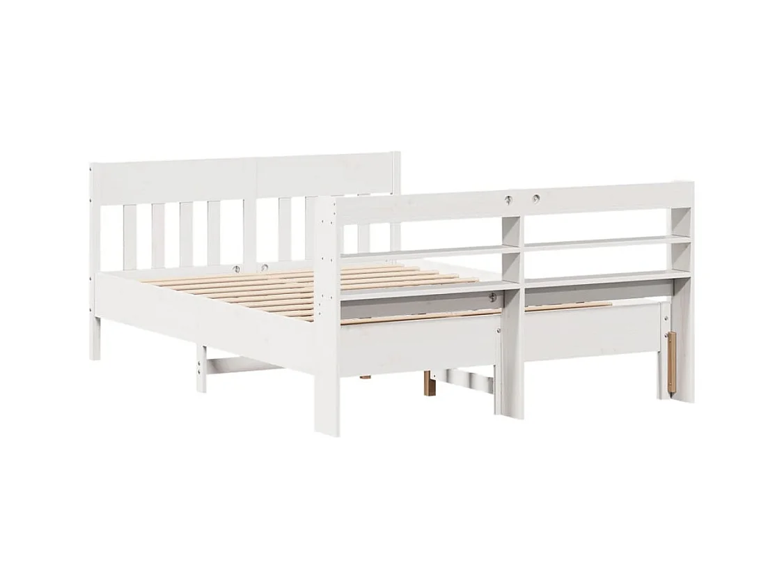 Estructura de cama sin colchón blanca 140x190 cm madera maciza de pino