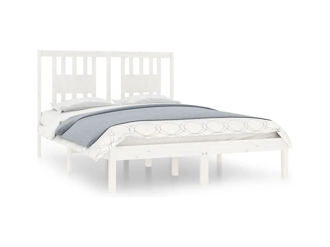 Cadre de lit sans matelas blanc bois massif 140x190 cm