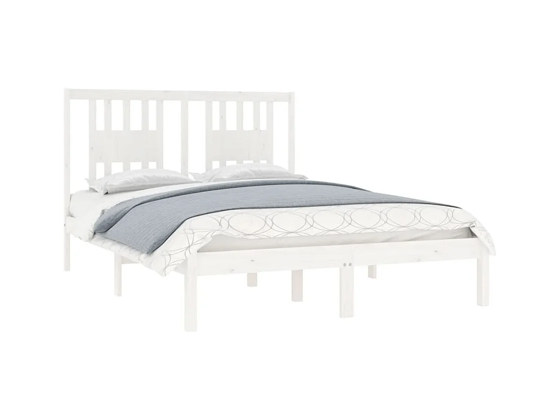 Cadre de lit sans matelas blanc bois massif 140x190 cm