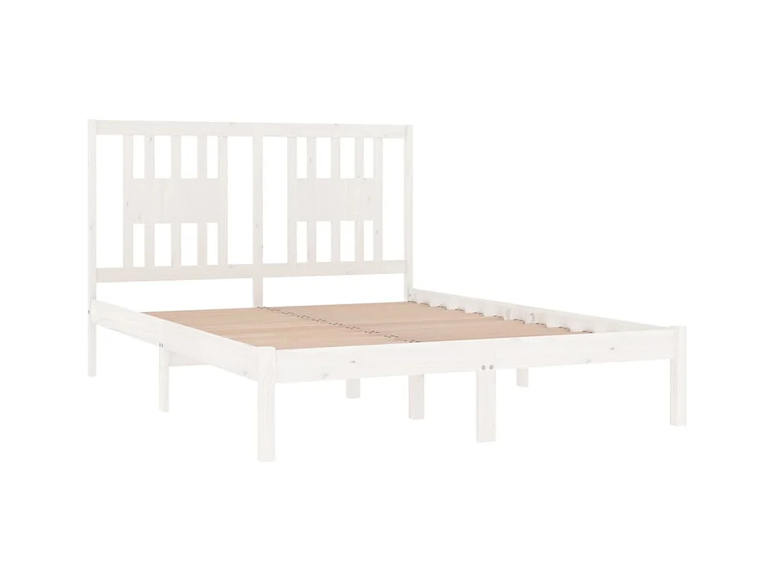 Cadre de lit sans matelas blanc bois massif 140x190 cm