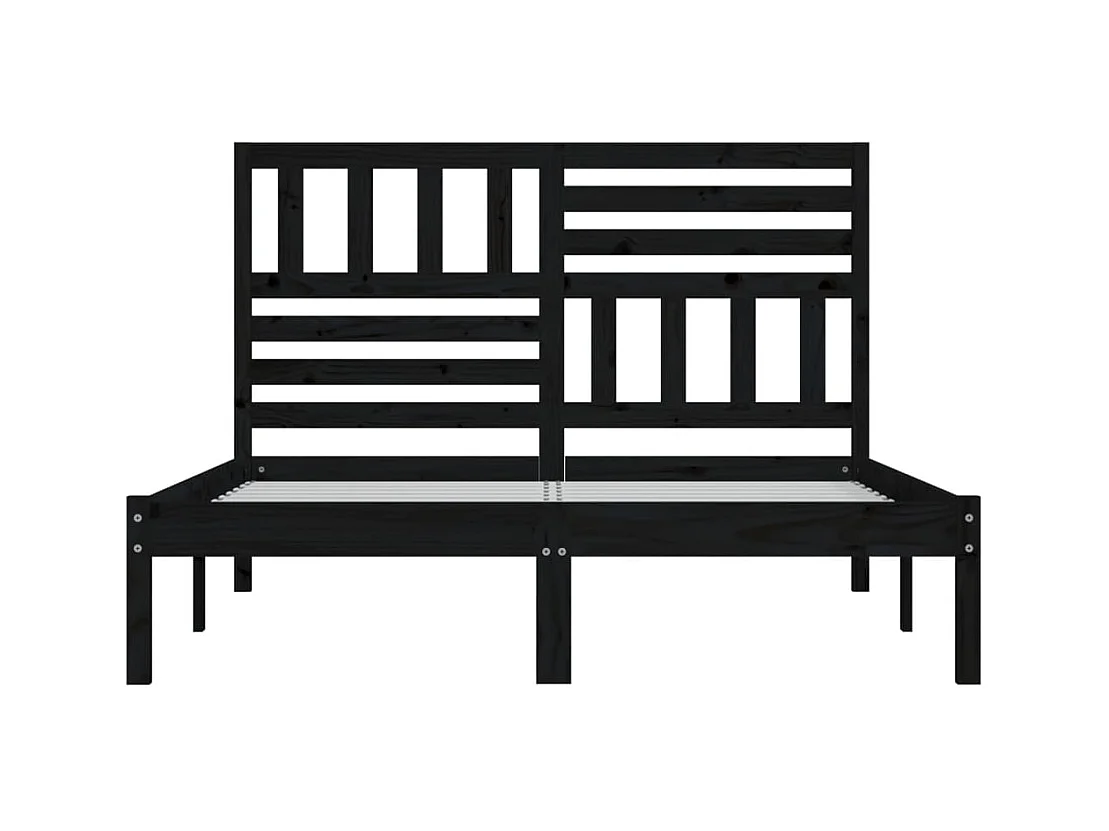 Cadre de lit sans matelas noir bois de pin massif 140x190 cm