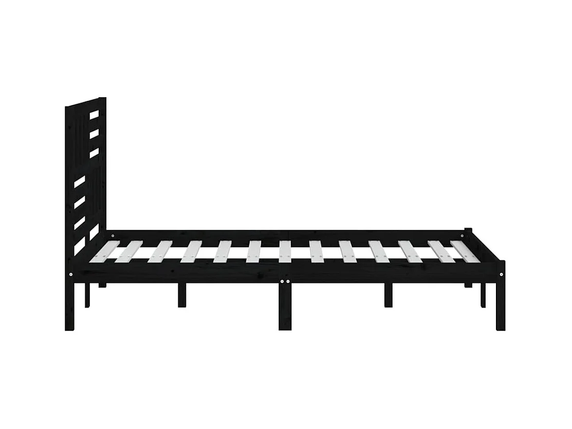 Cadre de lit sans matelas noir bois de pin massif 140x190 cm