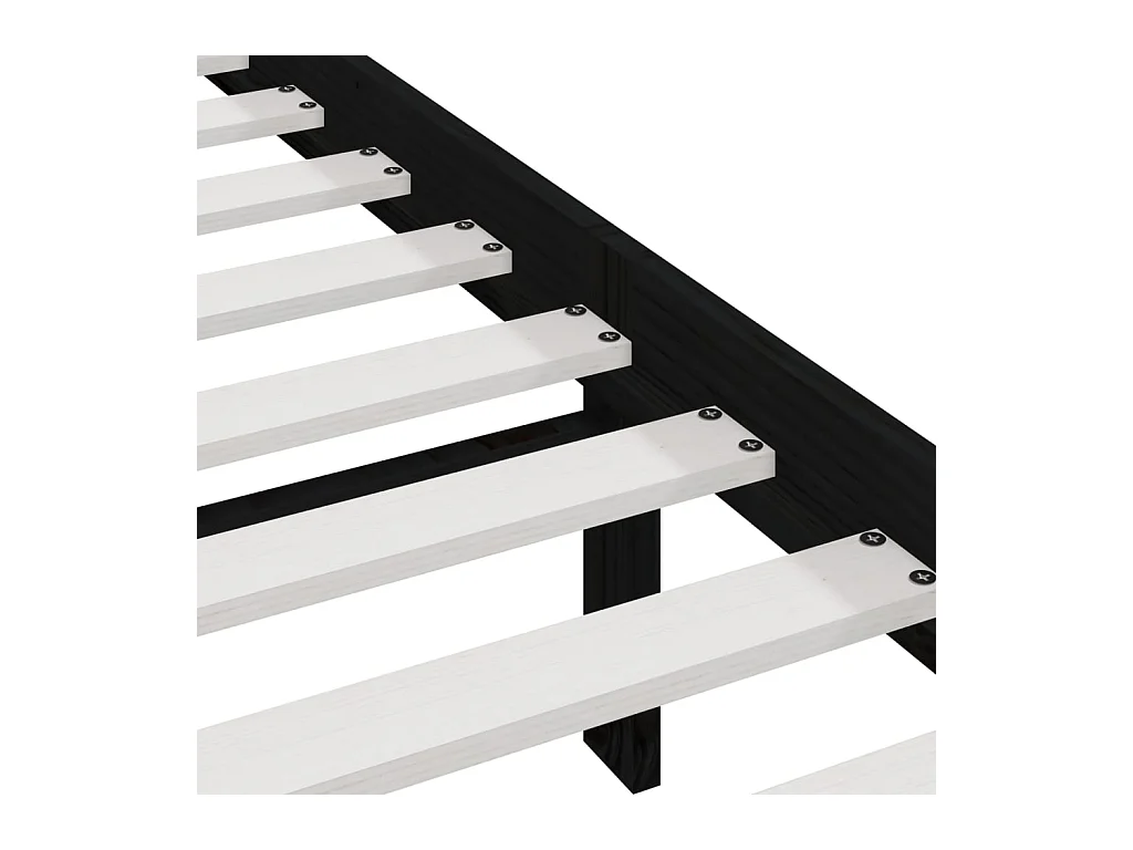 Cadre de lit sans matelas noir bois de pin massif 140x190 cm