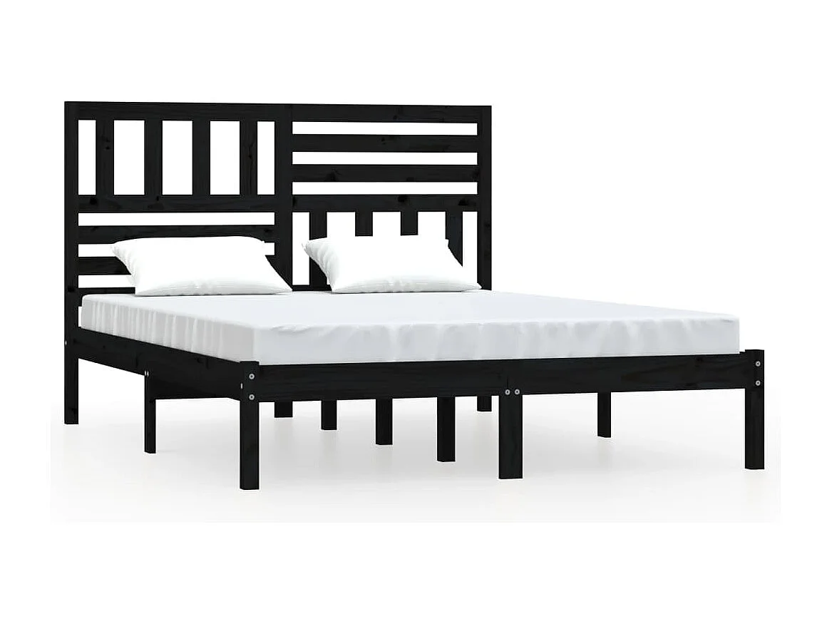 Bedframe zonder matras zwart massief grenenhout 140x190 cm