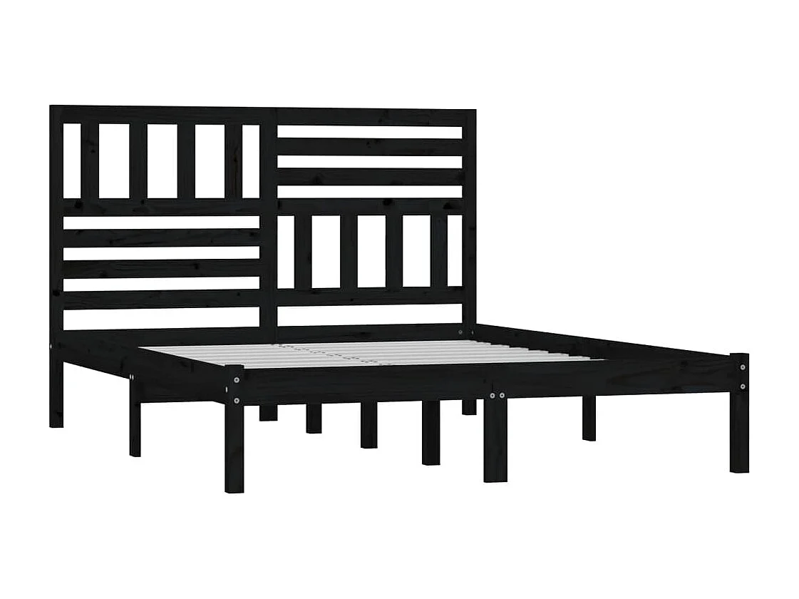 Bedframe zonder matras zwart massief grenenhout 140x190 cm