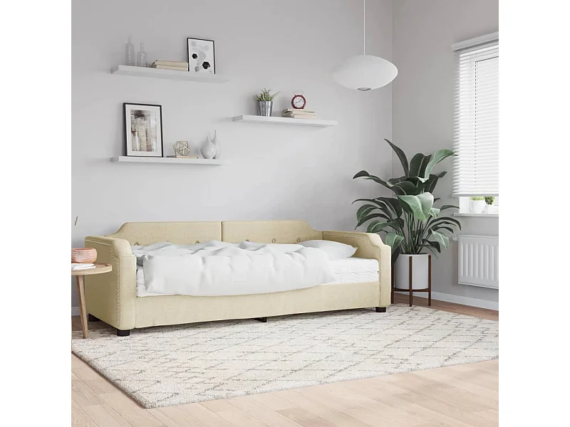 Dagbed met crèmekleurige matras 100x200 cm stof