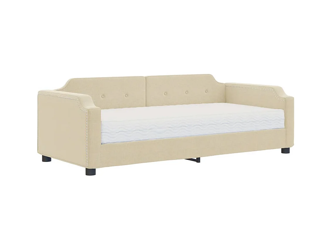 Lit de jour avec matelas crème 100x200 cm tissu