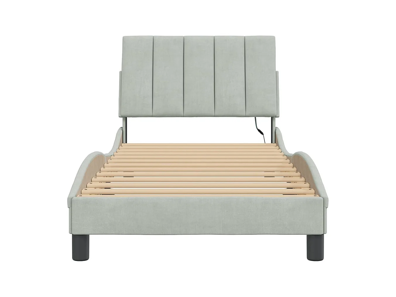 Struttura letto con LED senza materasso grigio chiaro 90x200 cm velluto