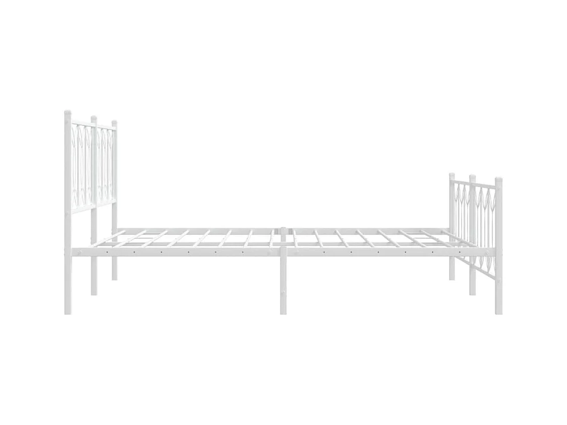 Cadre de lit métal sans matelas et pied de lit blanc 160x200 cm