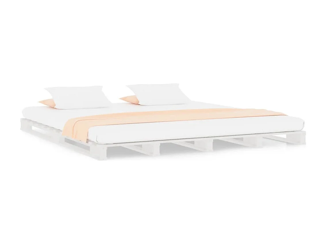 Letto pallet bianco 140x200 cm in legno massello di pino