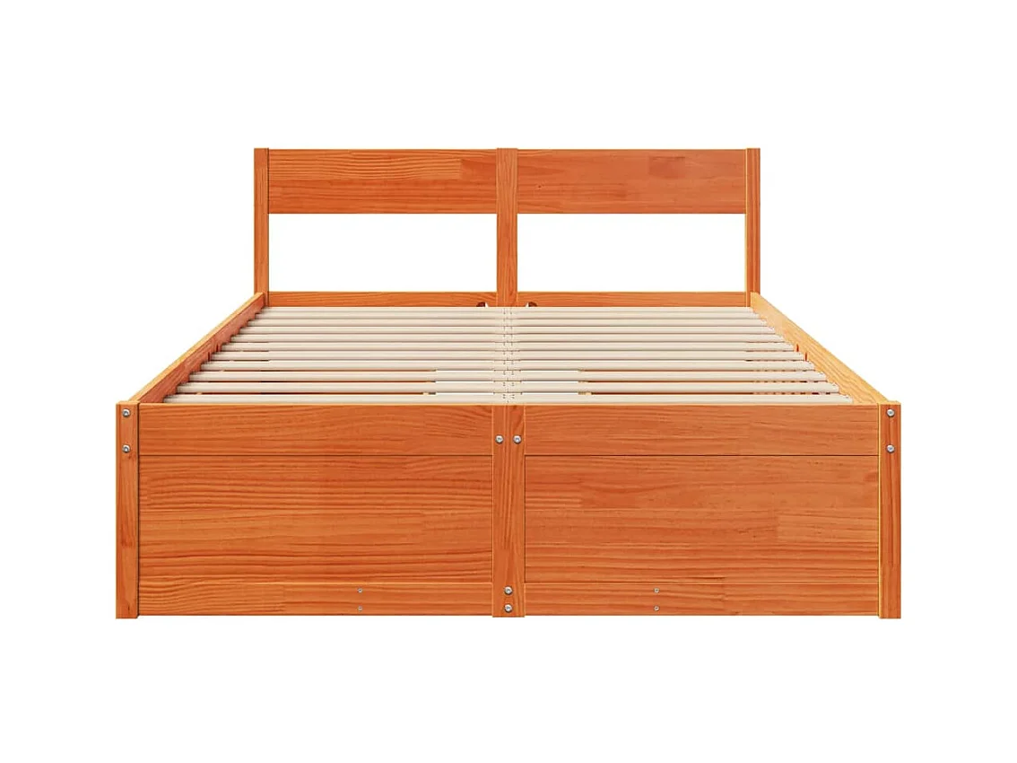 Bettgestell ohne Matratze braun gewachst 140x190cm Massivholz Kiefer