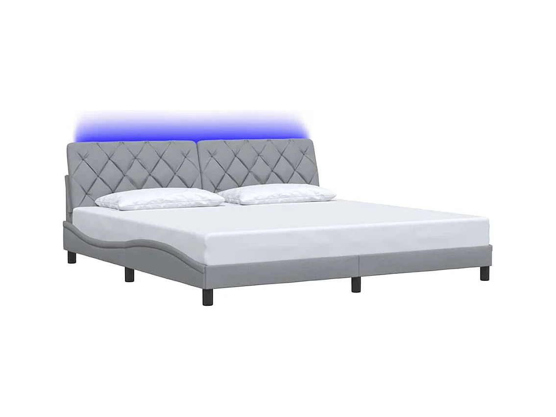 Struttura letto con LED senza materasso tessuto grigio chiaro 200x200 cm