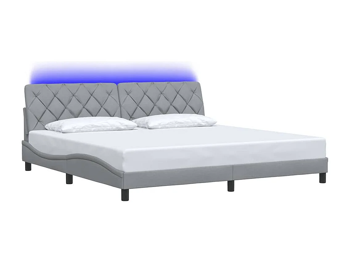 Estructura de cama con LED sin colchón tela gris claro 200x200 cm