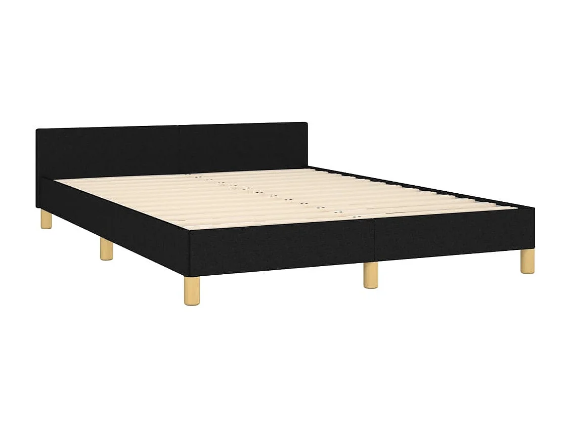 Zwarte matrasloze bedframe 140x190 cm stof