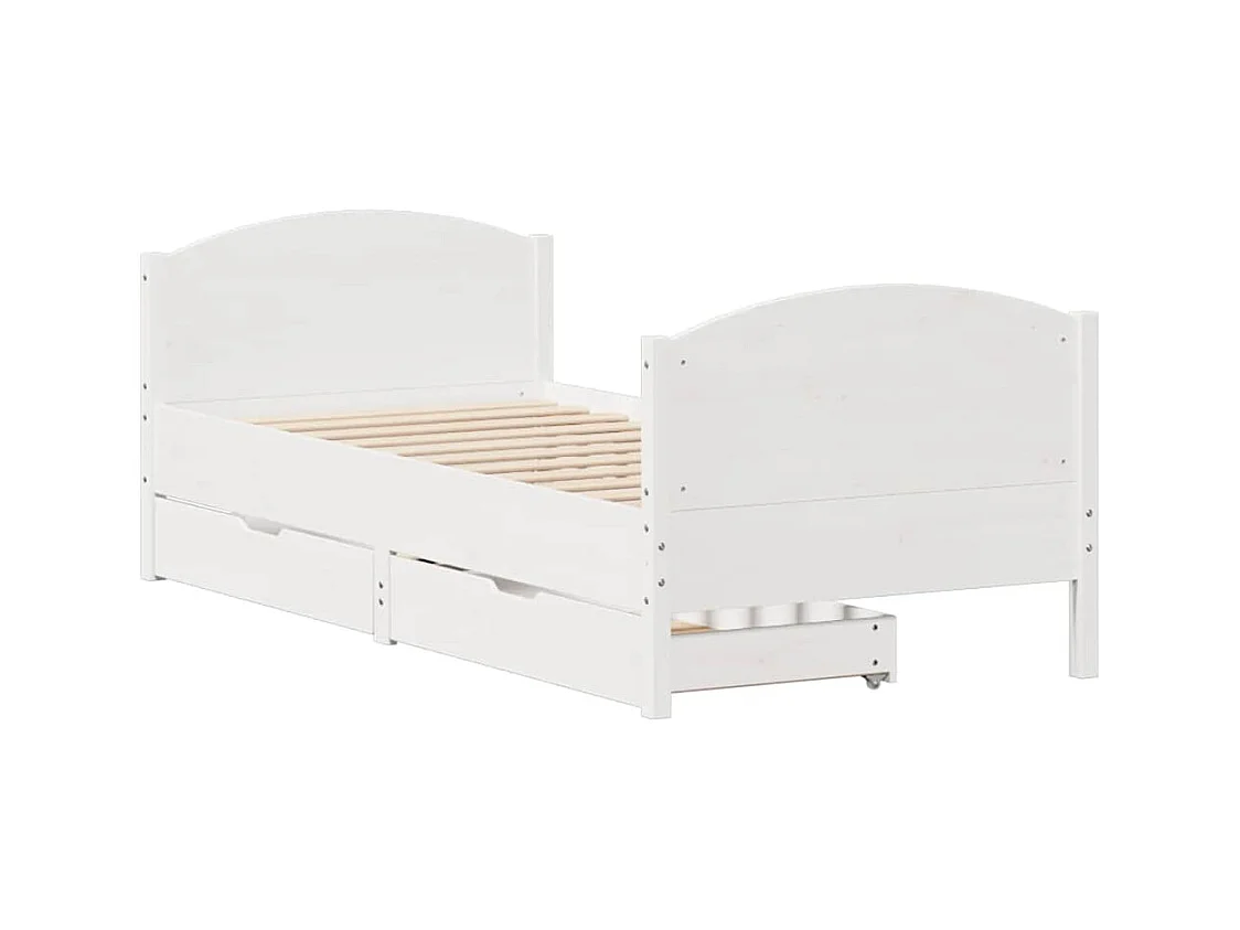 Bedframe zonder matras wit 75x190 cm massief grenenhout
