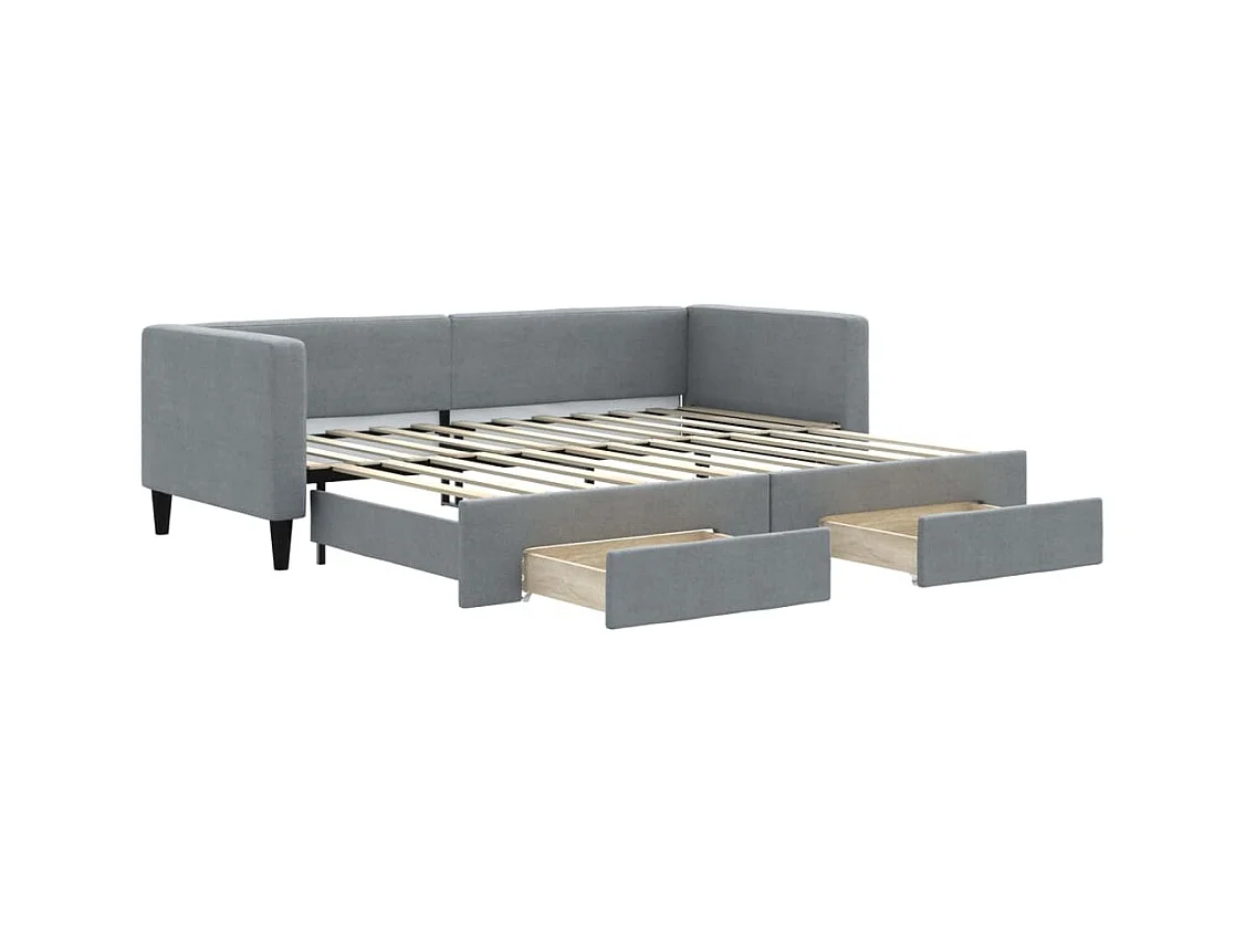 Tagesbett mit Ausziehbett und Schubladen ohne Matratze 80x200 cm